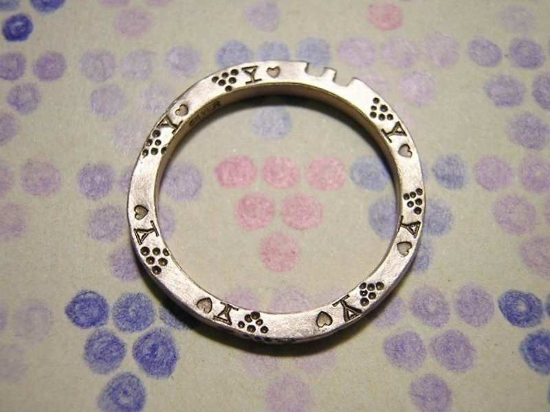 oenophile ( mille-feuille ) ( engraved stamped message silver jewelry ring wine lover 葡萄酒 红酒 刻印 雕刻 銀 戒指 指环 ) - แหวนทั่วไป - โลหะ สึชมพู