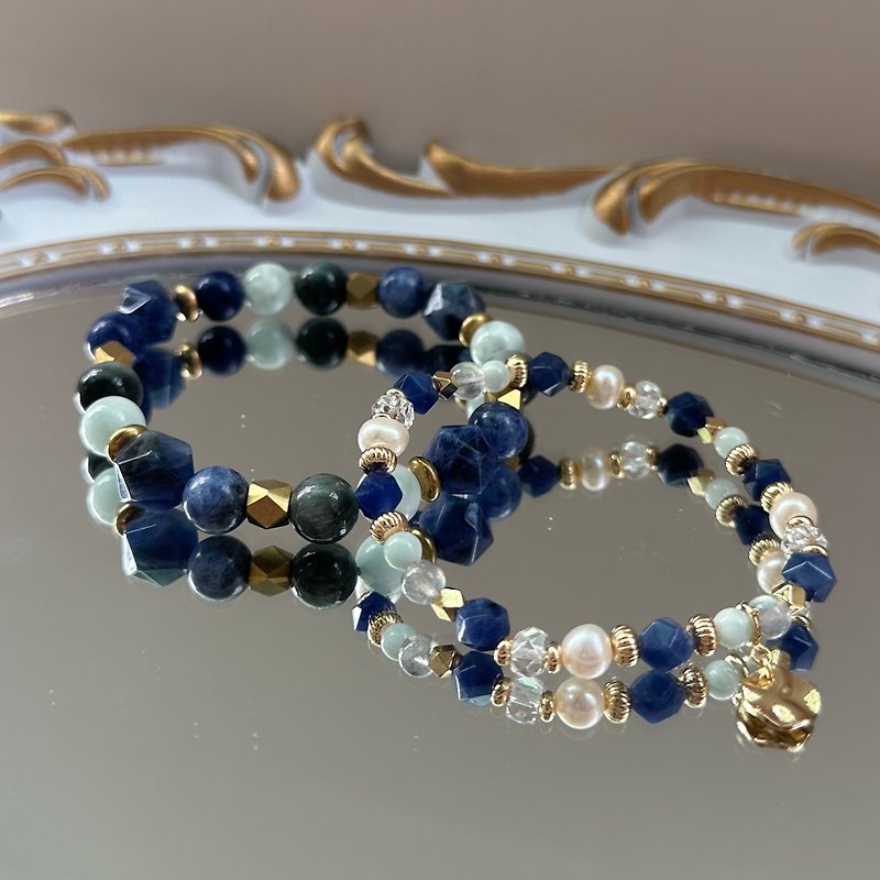 [Couple Bracelet] Light and Shadow in the Fog | Blue Stone Bracelet Couple’s Valentine’s Day Bracelet - Bracelets - Crystal Blue