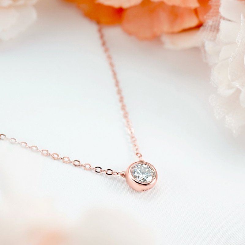 Jane Eyre single diamond Stone sterling silver necklace (two colors optional) - Necklaces - Sterling Silver Pink