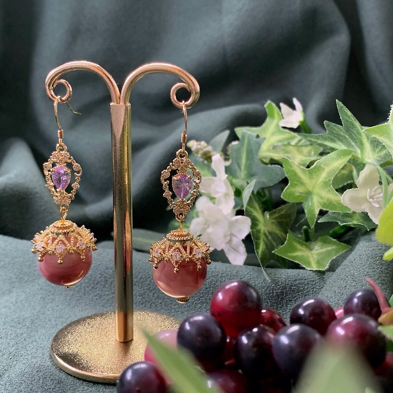 European and American retro gorgeous. Victorian Court Style Stone Dangle Ear Hook | Clip-On| 925 Silver - ต่างหู - เงิน 