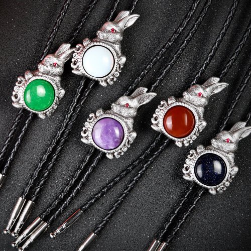 MF select 十二生肖 玉兔迎春 兔子 保羅領帶 Bolo Tie 真皮皮革領繩 長項鍊