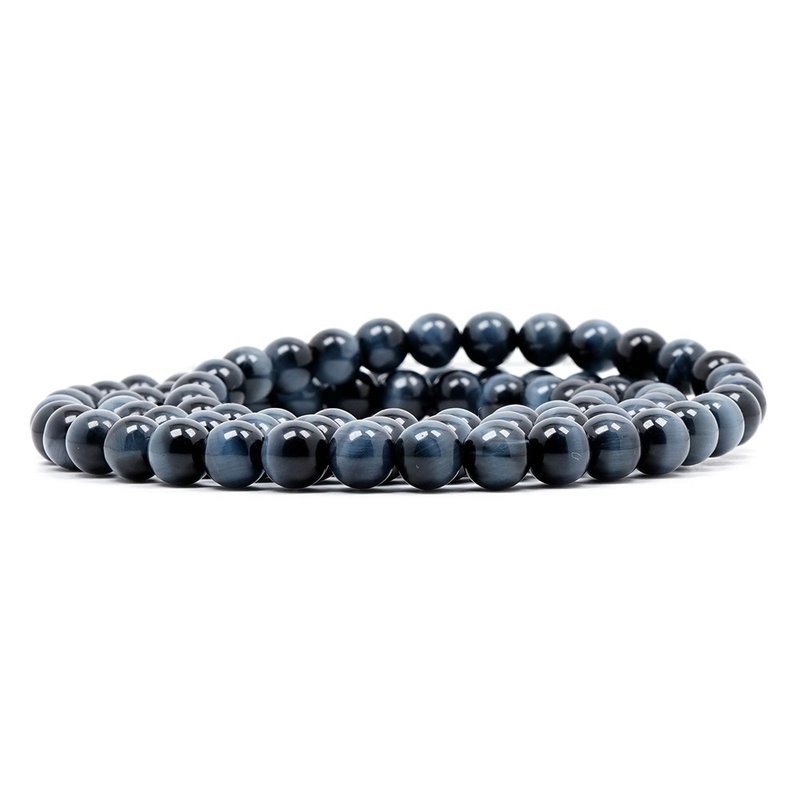 Blue Tiger Eye 6mm Three Laps Bracelet - Bracelets - Semi-Precious Stones Multicolor