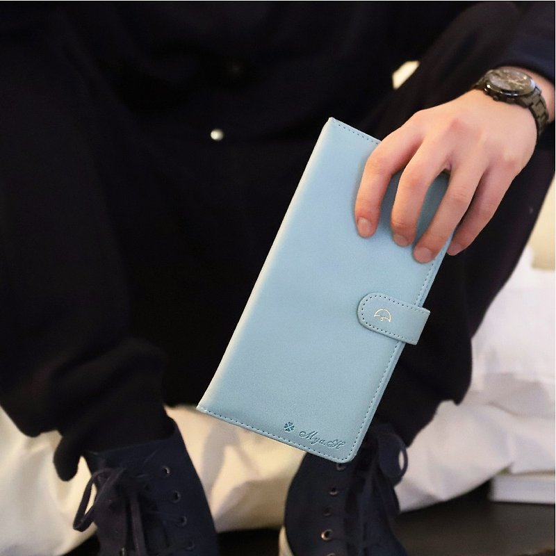 Personalized Passport Holder - ที่เก็บพาสปอร์ต - หนังเทียม สีน้ำเงิน
