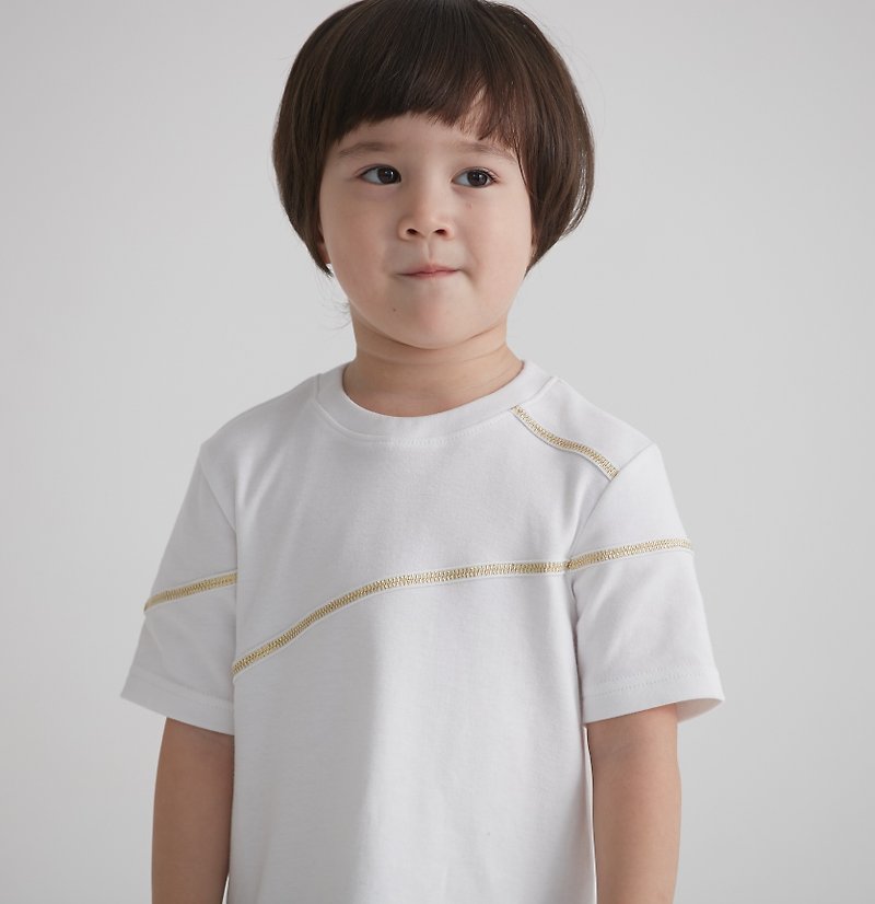 Rock-and-roll zipper T-shirt (white/black) - อื่นๆ - ผ้าฝ้าย/ผ้าลินิน ขาว