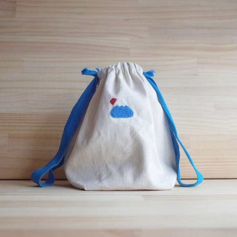 【Q-cute】大束口袋系列-太陽富士山 - 其他 - 棉．麻 藍色