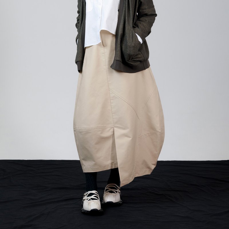 Asymmetric ball three-dimensional long skirt - Skirts - Cotton & Hemp Khaki