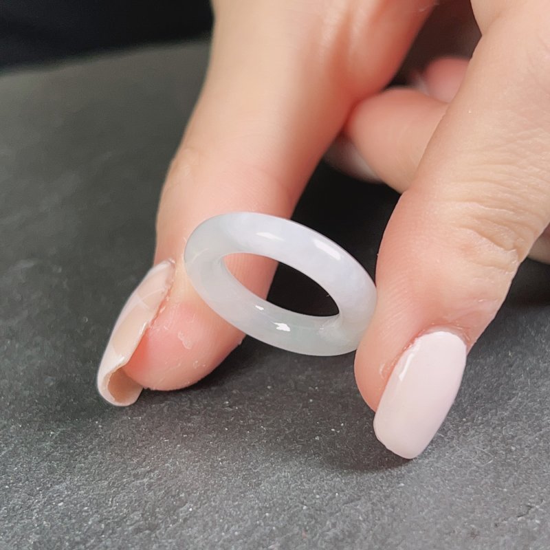 冰種白翡翡翠平安環項鍊 | 天然緬甸玉A貨翡翠 | 送禮 - 項鍊 - 玉石 白色