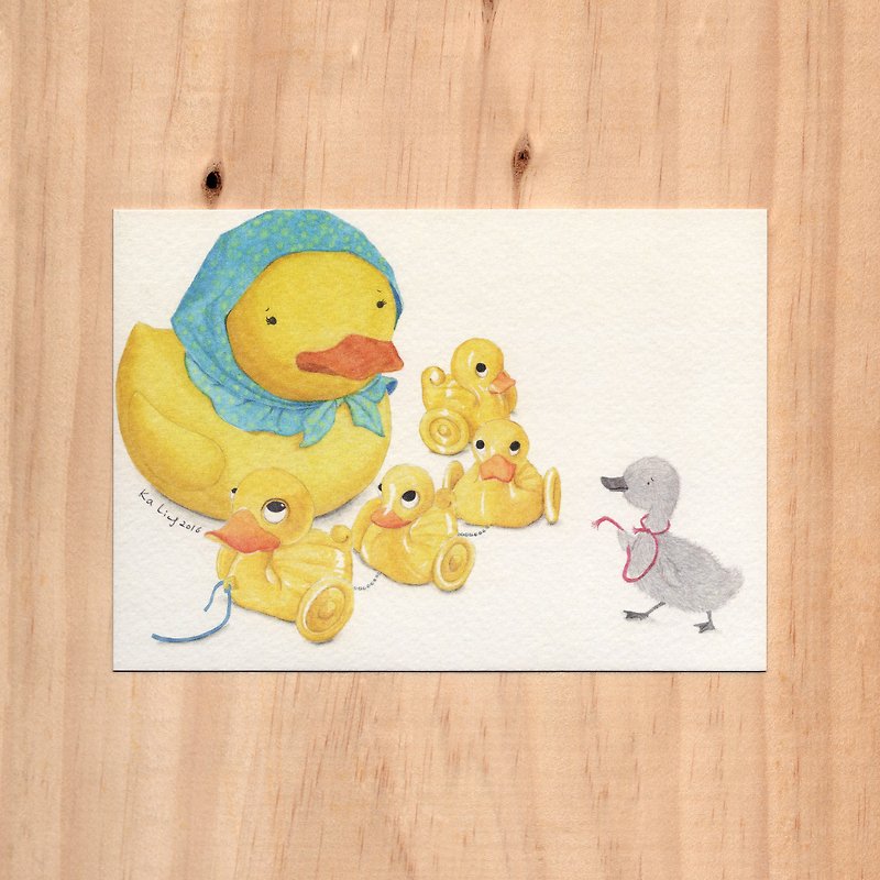 "Hong Kong Toys x Fairy Tales-Yellow Plastic Duck x Ugly Duckling" watercolor illustration postcard - Cards & Postcards - Paper 