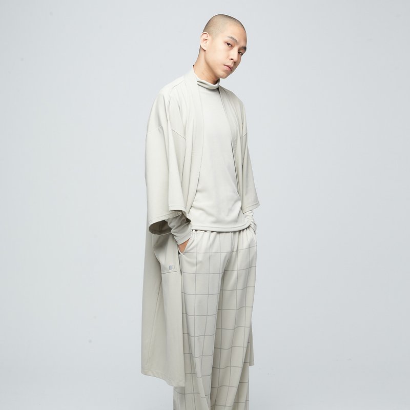 Reboot-Soho functional drop shoulder wide version blouse (neutral)-gray willow - Men's Coats & Jackets - Polyester Gray