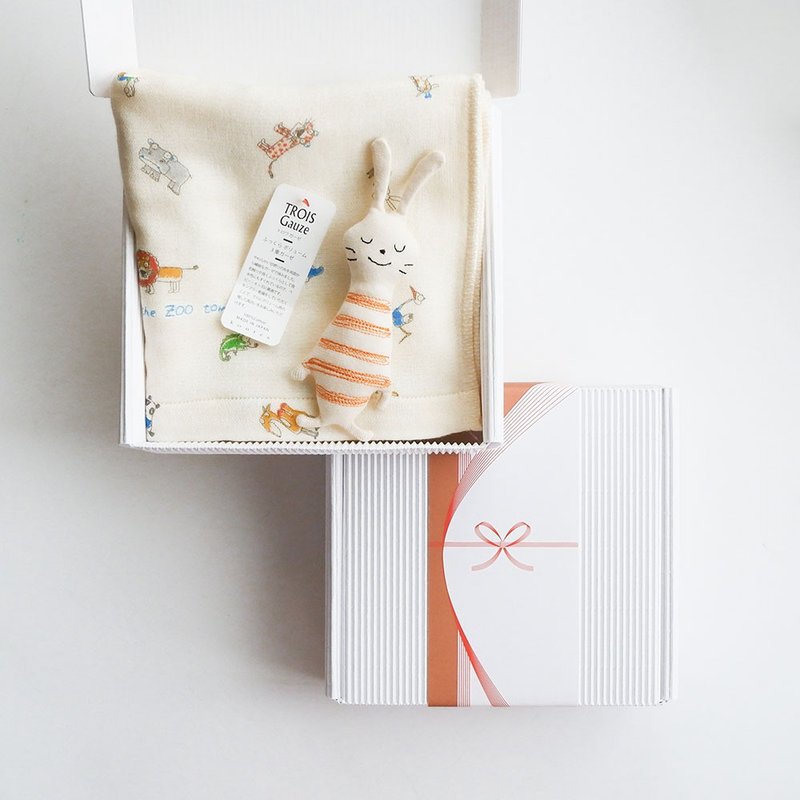 【kontex】100% cotton three-layer gauze comfort doll gift box (with carrying bag) - Baby Gift Sets - Cotton & Hemp Multicolor