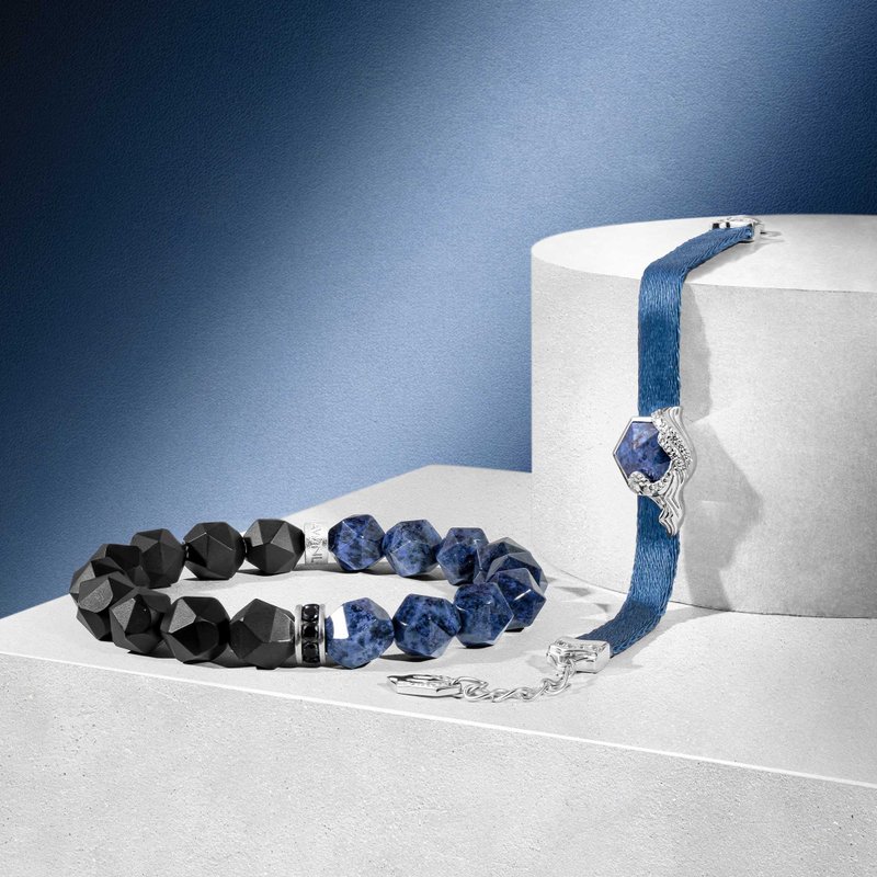 Poseidon Dumortierite Ribbon Bracelet - สร้อยข้อมือ - คริสตัล สีน้ำเงิน