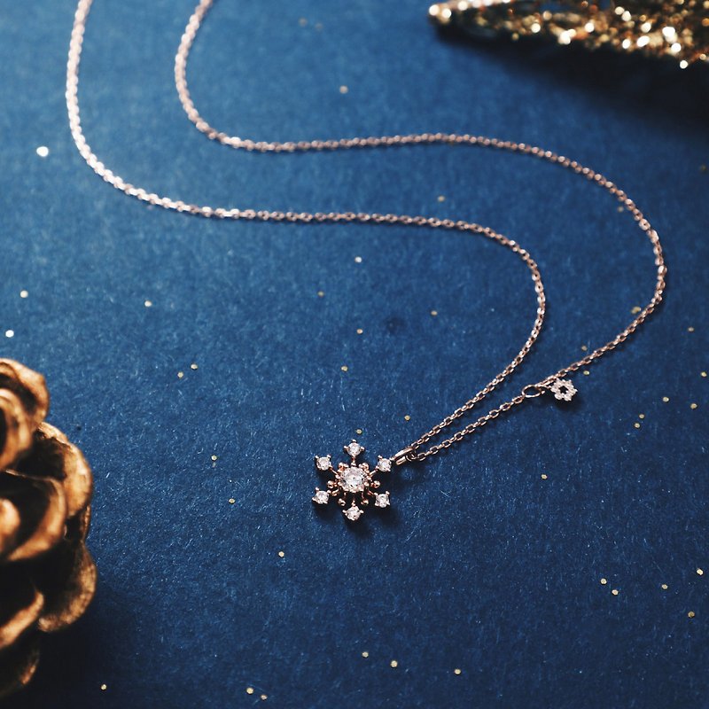 L'amour Romantic Snowflake Necklace (Rose Gold) - สร้อยคอ - เงินแท้ 