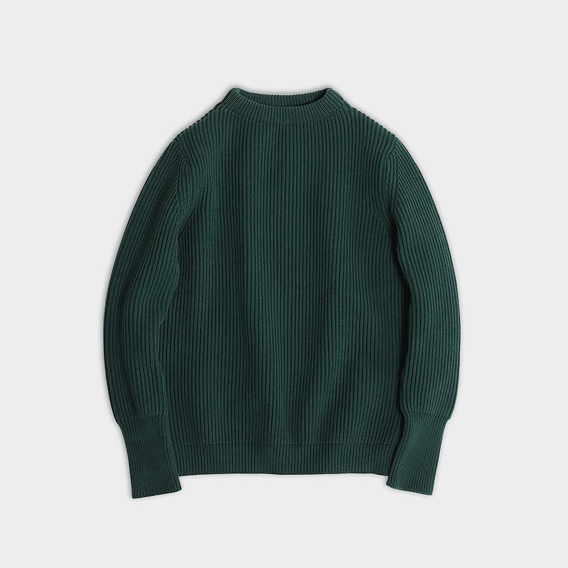 Heavy cotton high yarn thickened sailor sweater - สเวตเตอร์ผู้หญิง - ผ้าฝ้าย/ผ้าลินิน สีเขียว
