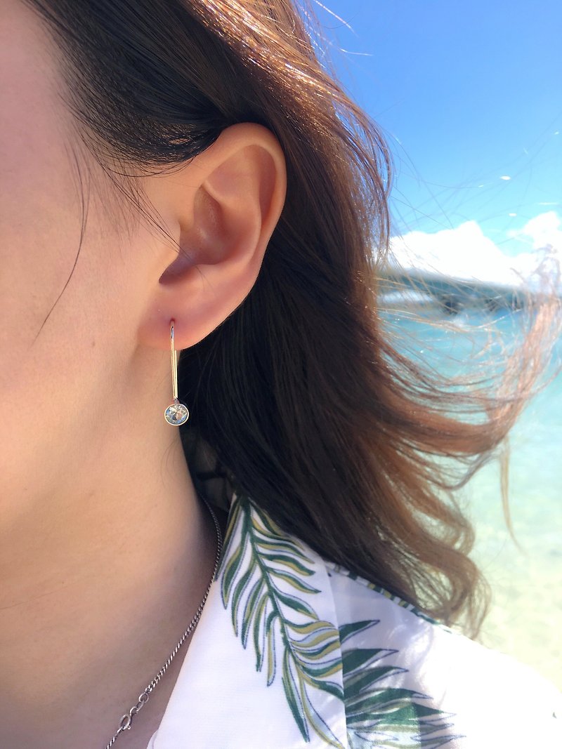 Blue Topaz 925 sterling silver sun descendants Song Hye Kyo earrings - ต่างหู - เครื่องเพชรพลอย สีเงิน