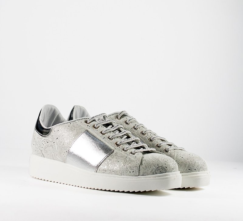 Women's Silver Platform Sneaker - Women's Casual Shoes - Genuine Leather Silver
