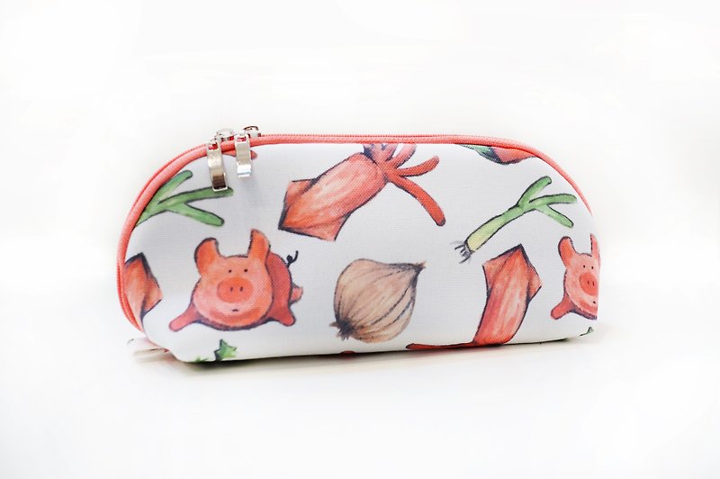 Cosmetic bag, pencil case, pencil case, school supplies, stationery, travel storage-Hakka Xiaochao printing - Pencil Cases - Polyester Pink