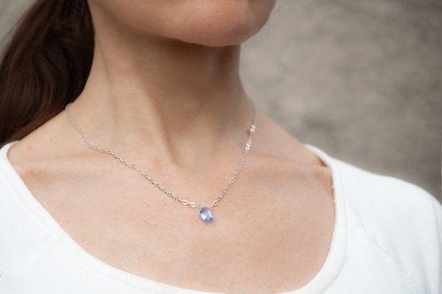 SilverStonesStars Blue Topaz Necklace, 925 Silver, Scorpio gem, Virgo Crystal, Christmas Gift