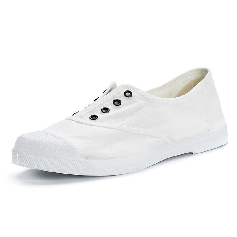 Spanish handmade canvas shoes / 102 four-hole classic / women / 505 white - Women's Casual Shoes - Cotton & Hemp White
