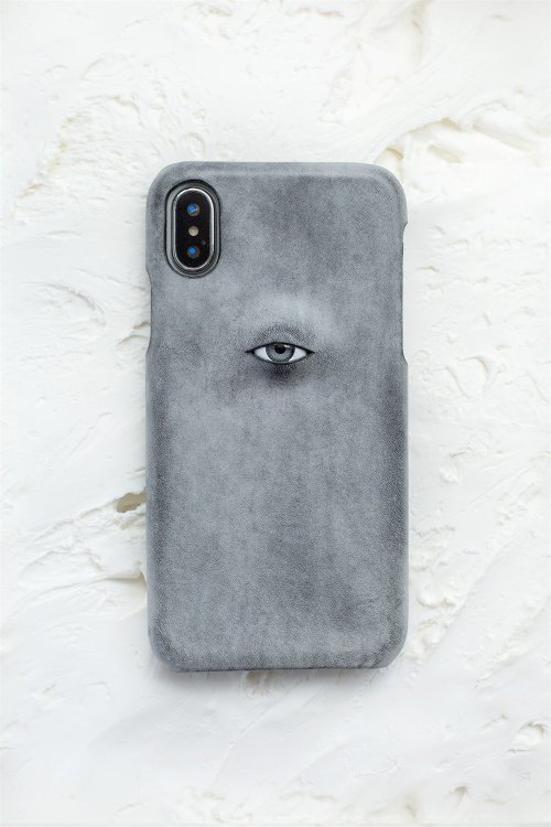 pinkpunkplank 煙霧黑 眼珠題材 手工真皮iPhone手機殼 保護套 義大利植鞣牛皮