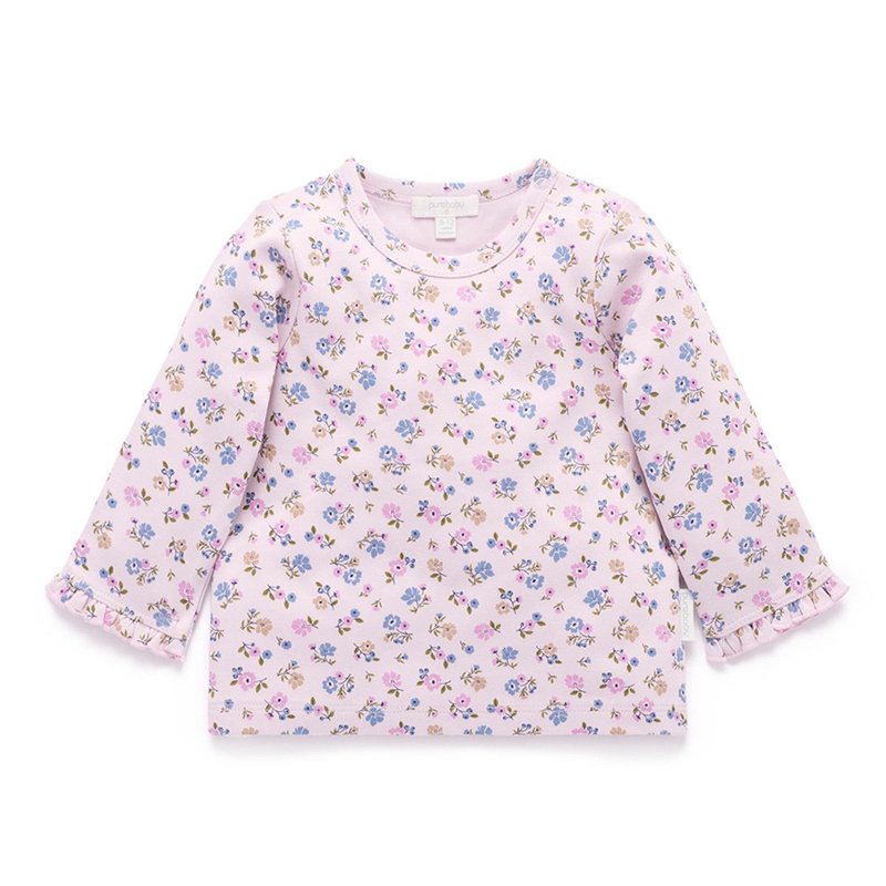 澳洲Purebaby有機棉女童長袖上衣12M~5T 粉紫碎花 - 男/女童裝 - 棉．麻 