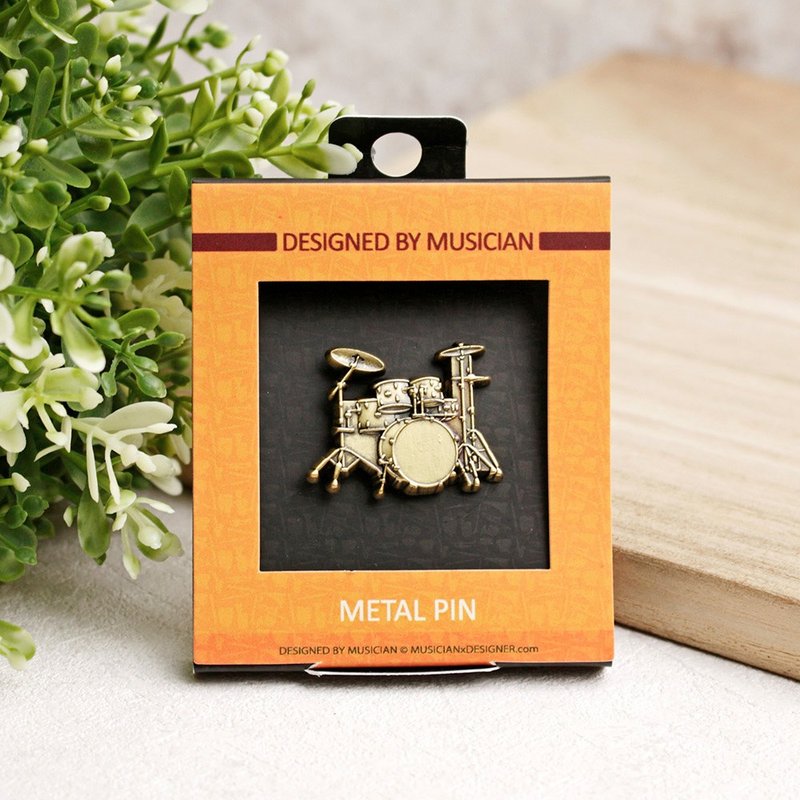 MD Mini Instrument Pin Jazz Drum Kit - เข็มกลัด/พิน - โลหะ สีทอง