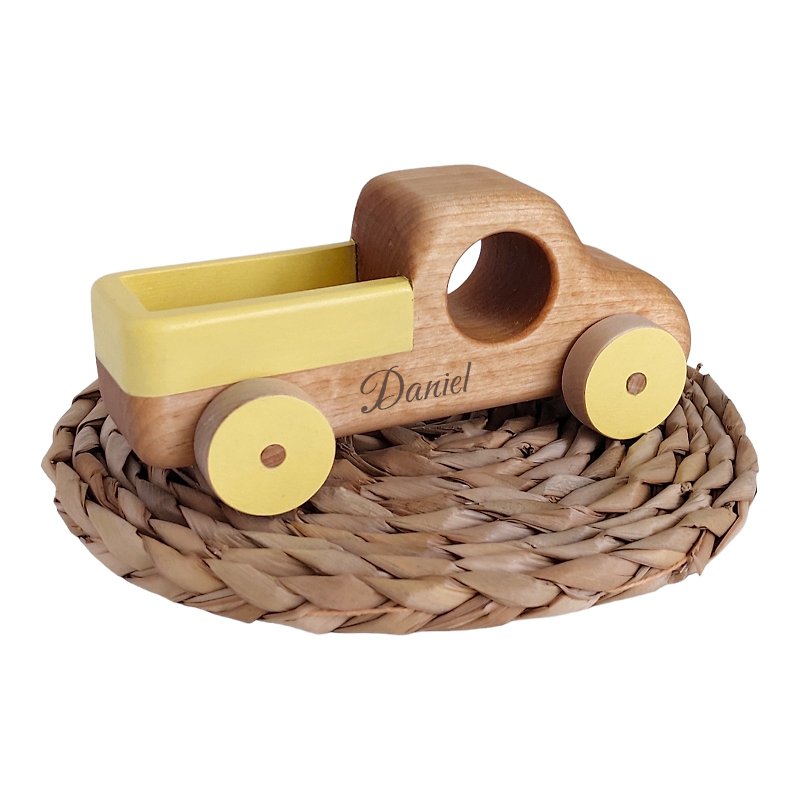 Wooden toy craft truck - Natural car toy for the children's room - Gift for kids - Kids' Toys - Wood Yellow