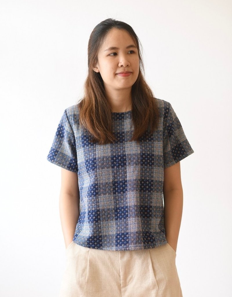 Short sleeve cotton blouses - 女上衣/長袖上衣 - 棉．麻 