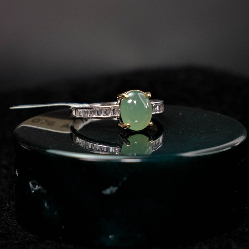 TBF - Natural Burmese Jade Ring 925 Sterling Silver Live Burmese Jade Ring - แหวนทั่วไป - หยก สีเขียว