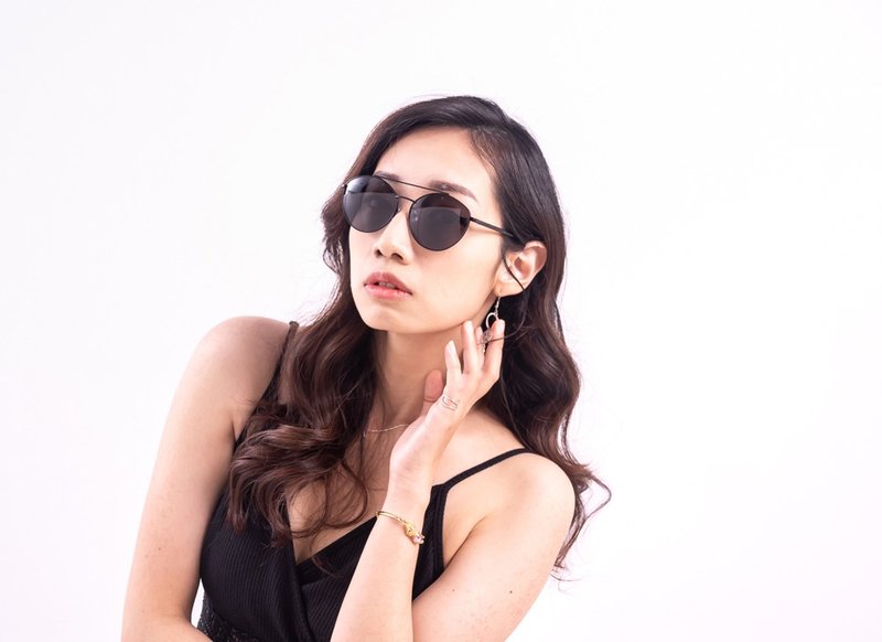 Sunglasses 2is KindE│Pear-shaped Frame│Black│UV400 - แว่นกันแดด - โลหะ สีดำ