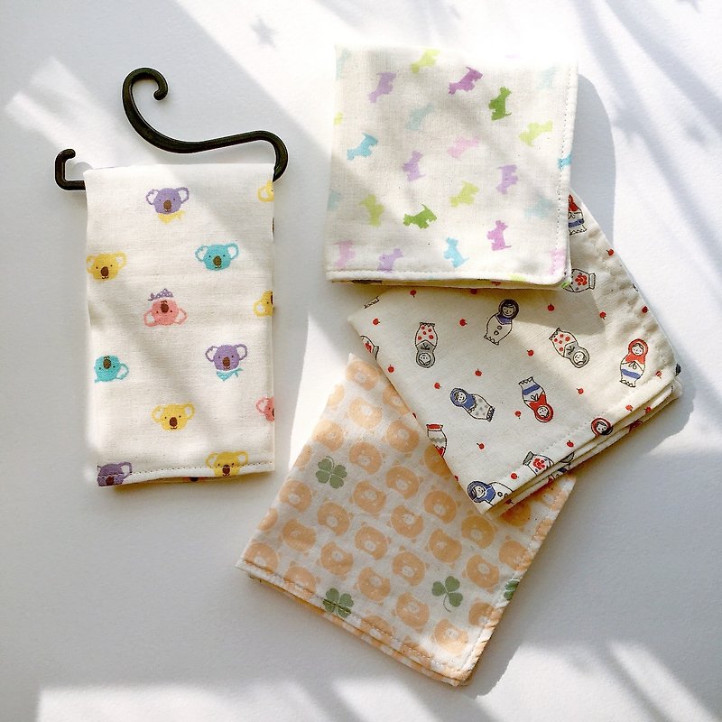 小樹熊日本二重紗小方巾口水巾 - 手帕 - 棉．麻 