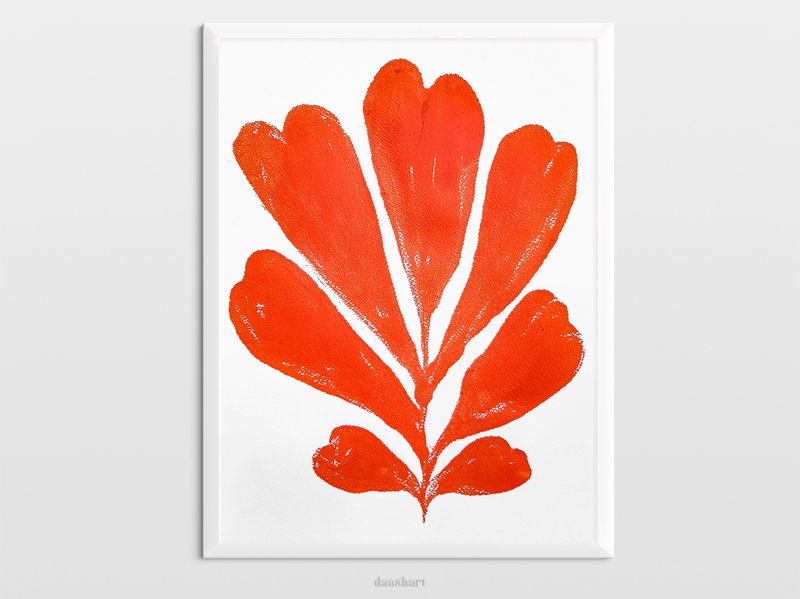 獨特的紅色抽象植物藝術原畫藝術品植物插圖 - 海報/掛畫/掛布 - 紙 紅色