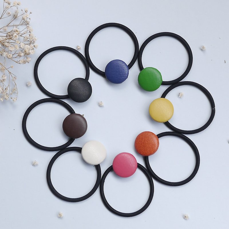 Round leather hair bundle**3 in a set** - Hair Accessories - Genuine Leather Multicolor
