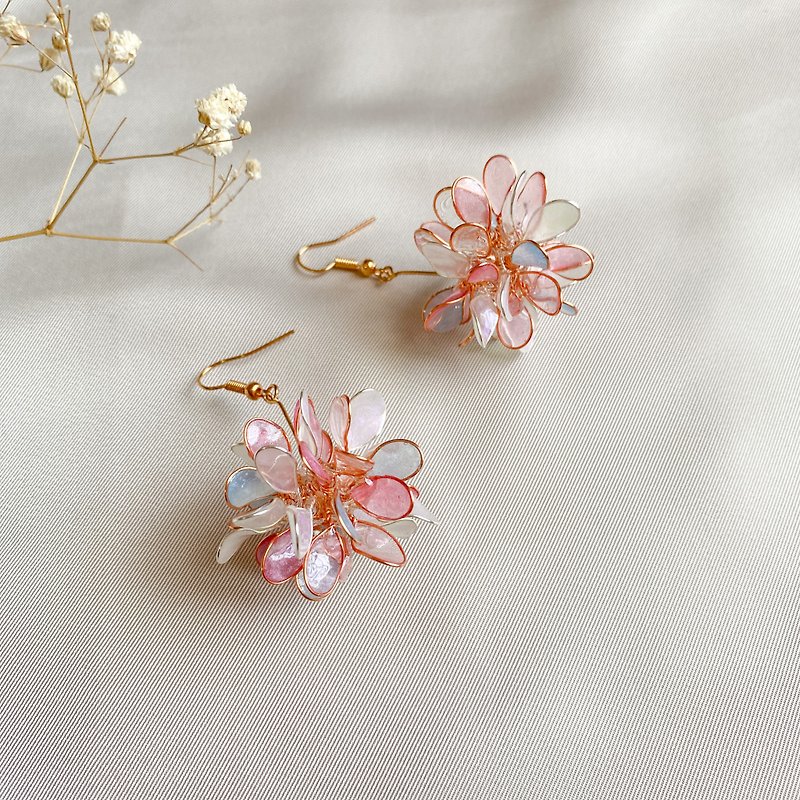 —Sold out. Open for remanufacturing—Powder blue crystal flower resin earrings/ Clip-On Girlfriend gift Valentine's Day - Earrings & Clip-ons - Resin Pink