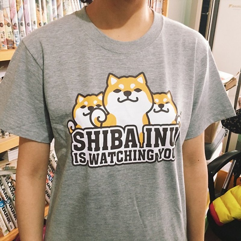 Cai Cai cartridge housing Shiba T-shirt Linen ash ~ - เสื้อยืดผู้หญิง - กระดาษ 