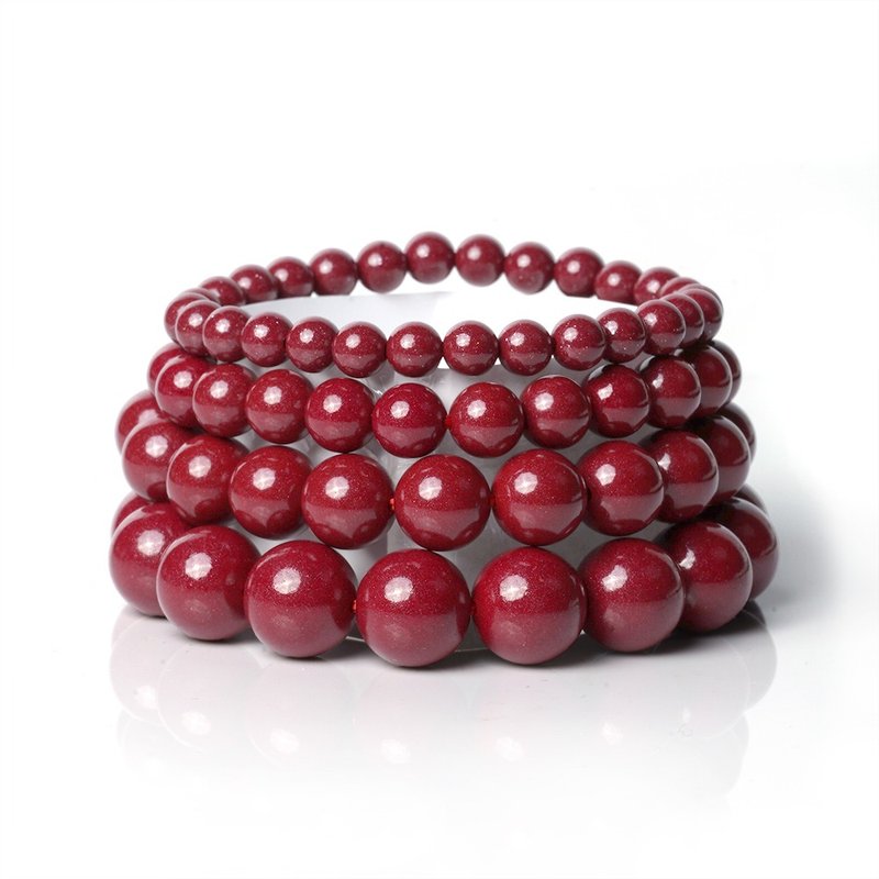 紫金硃砂手珠 6mm 8mm 10mm 12mm - 手鍊/手環 - 半寶石 紅色
