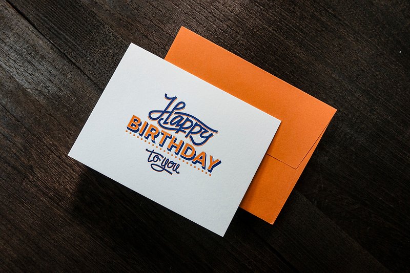 Letterpress birthday greeting card #3 - การ์ด/โปสการ์ด - กระดาษ สีส้ม