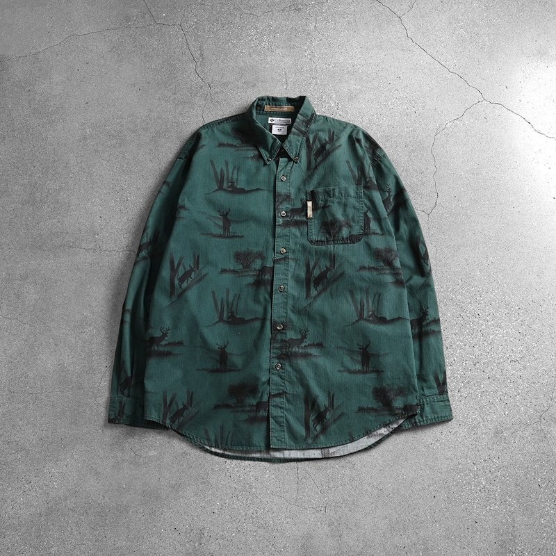 Vintage Shirt 圖騰襯衫 - Men's Shirts - Cotton & Hemp Green