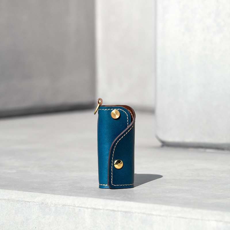真皮 鑰匙圈/鑰匙包 藍色 - 客製化禮物 SIDECAR 可掛式皮革滑動鑰匙包 | (海軍藍)