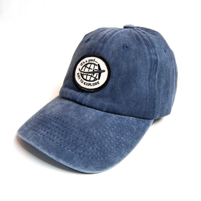 BURA Vintage Cap with Custom Designed Patch - Navy Blue - Hats & Caps - Cotton & Hemp Blue