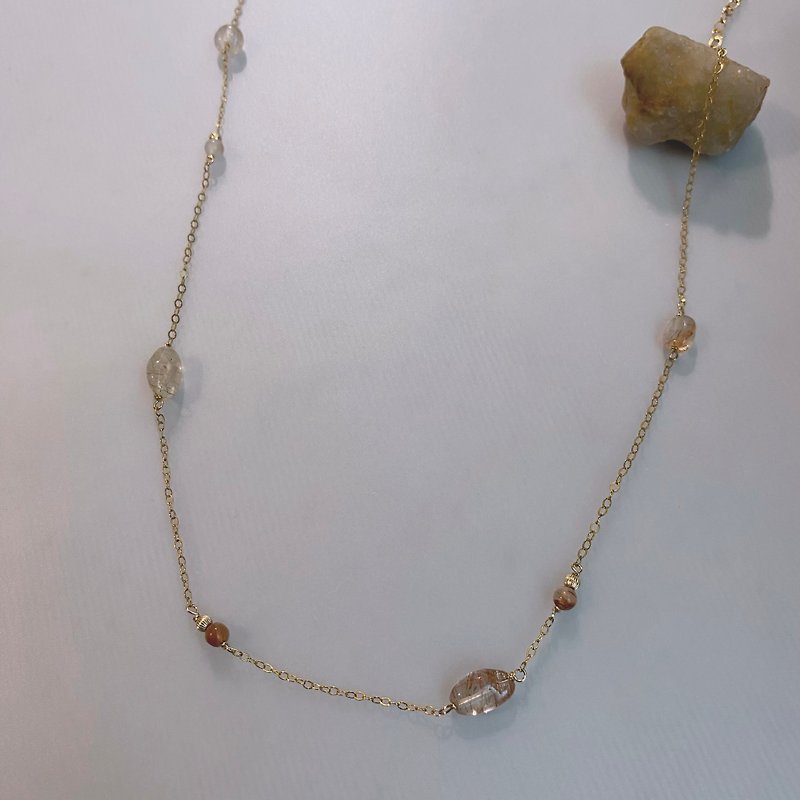 14K gold ore necklace_ Caffaina 14KGF necklace - Necklaces - Crystal Khaki
