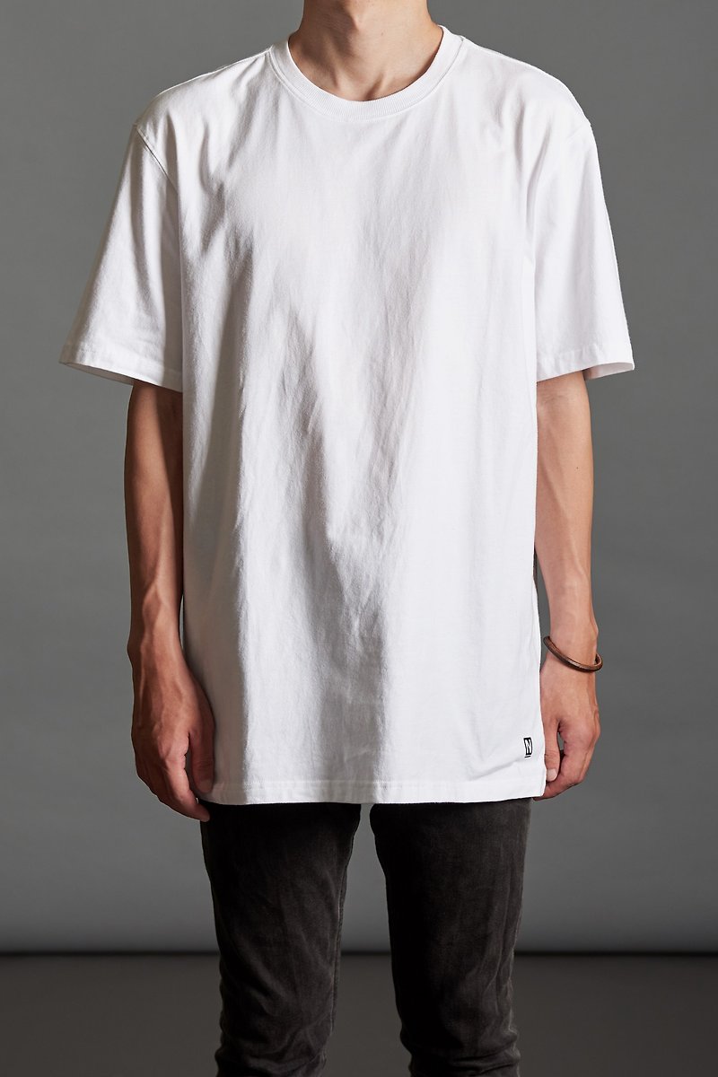 重磅白色短TEE - T 恤 - 棉．麻 白色