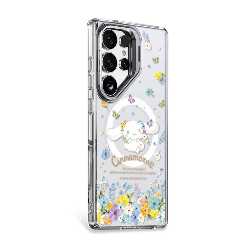 三麗鷗 Samsung S25/S24 防震雙料隱形立架磁吸手機殼-花語大耳狗 - 手機殼/手機套 - 其他材質 多色
