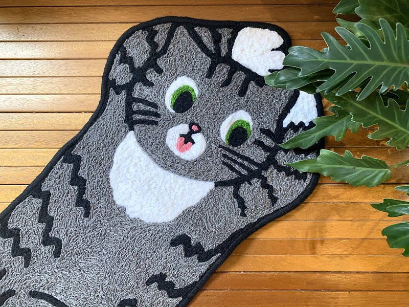 Jumping feet running cat blanket - Rugs & Floor Mats - Other Materials Gray