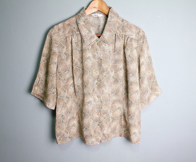 FOAK ancient consciousness river freesia orchid painted shirt - เสื้อเชิ้ตผู้หญิง - วัสดุอื่นๆ 
