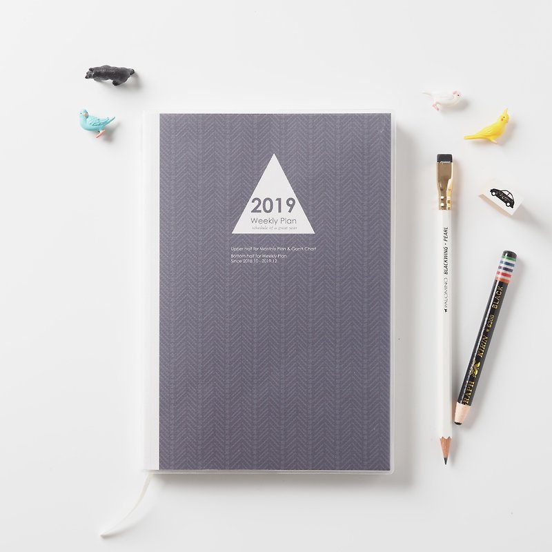 Planning control 2019 up and down aging week notes - gentleman gray blue (A5) - Notebooks & Journals - Paper Gray
