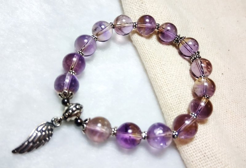 [Bracelet series] purple yellow crystal bracelet - Bracelets - Gemstone Purple