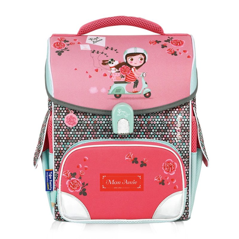 TigerFamily 小學者超輕量護脊書包+文具袋+鉛筆盒--BUBU 少女 - 後背包/背包/書包 - 防水材質 粉紅色