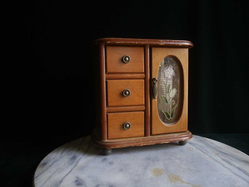 老時光OLD-TIME Vintage & Classic & Deco 【老時光 OLD-TIME】早期台灣製彩繪玻璃珠寶櫃
