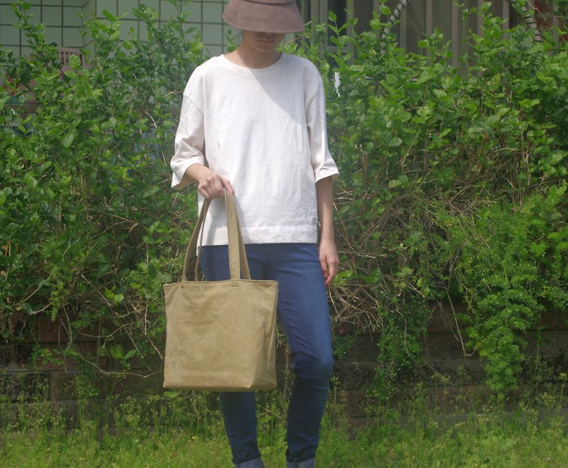 Absolute value---classic tote bag stone wash canvas yellow - Messenger Bags & Sling Bags - Cotton & Hemp 