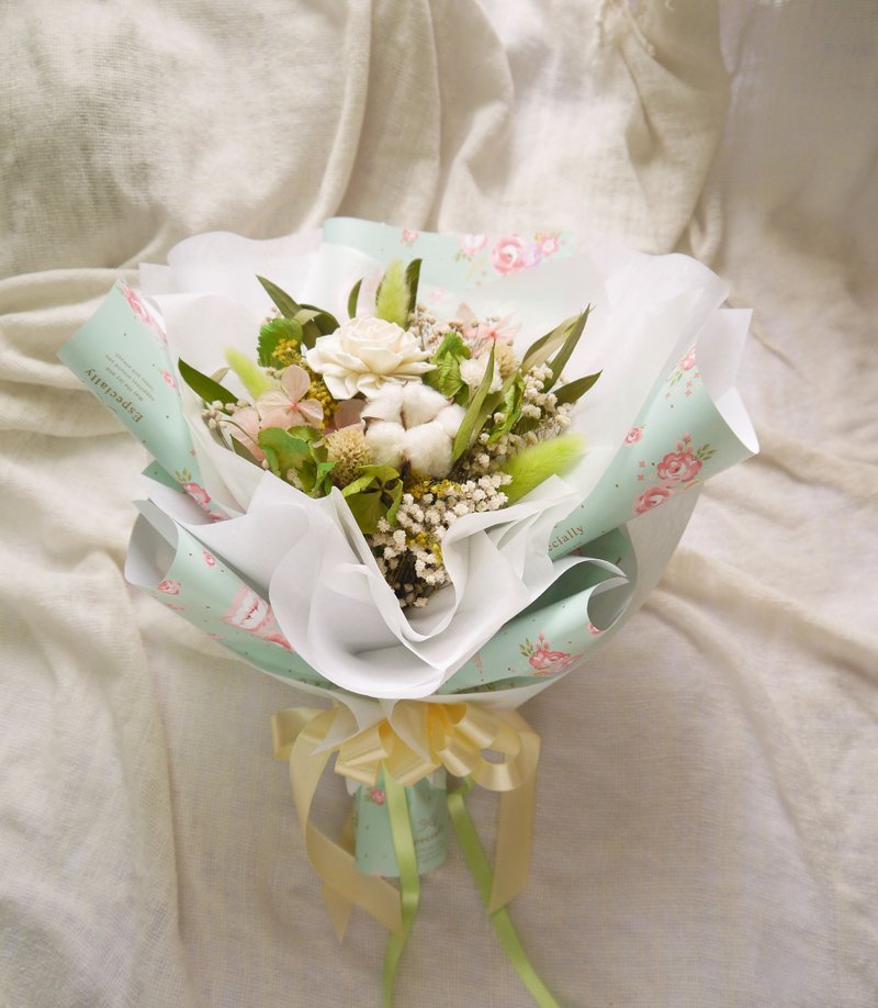 芬芳.嫩綠色系.乾燥花.索拉花.永生花.不凋花.情人節.求婚花束 - 乾燥花/永生花 - 植物．花 綠色